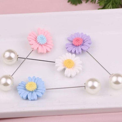 12 Pieces Sunflower Pearl Lock Hijab Pin