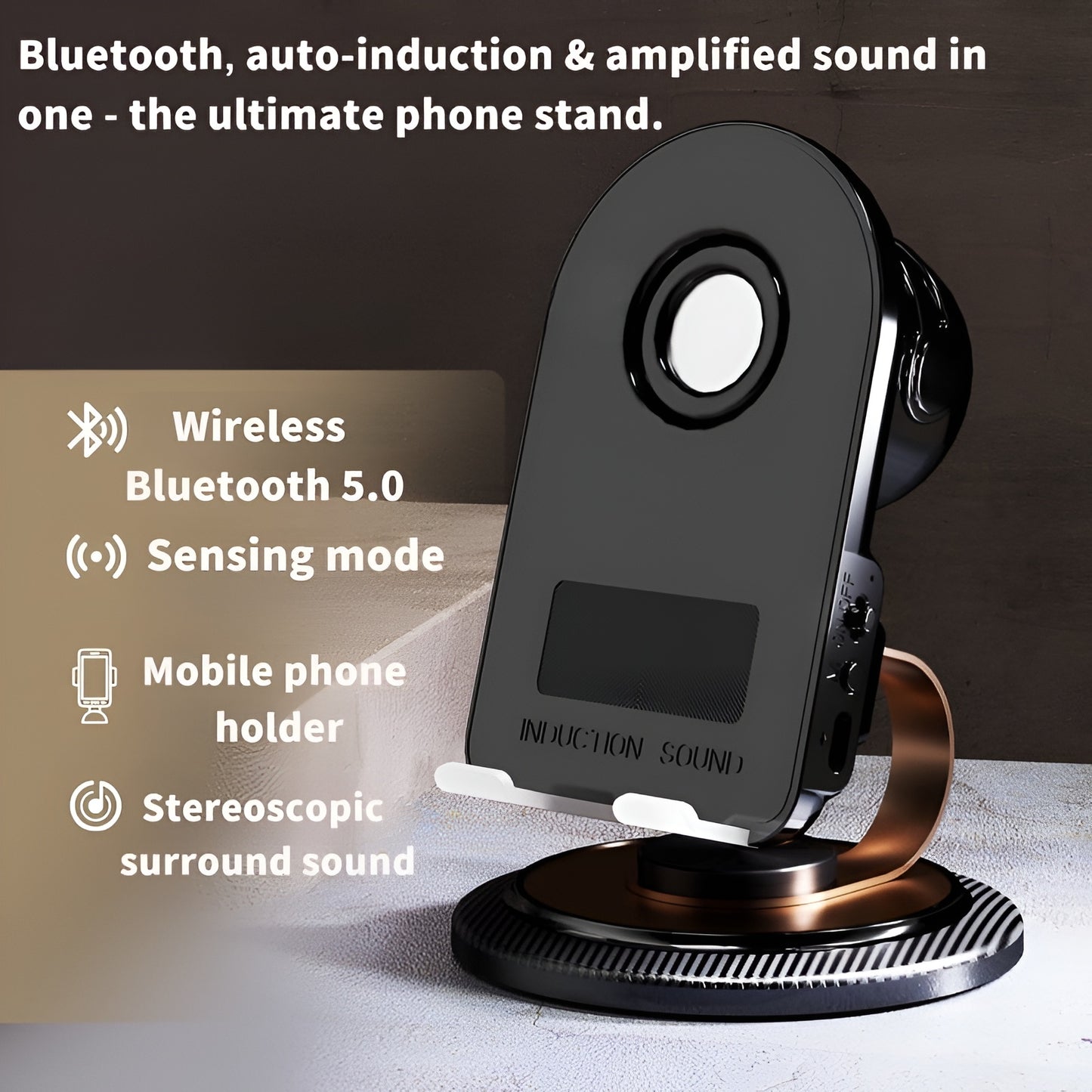 sensor speaker with phone stand
