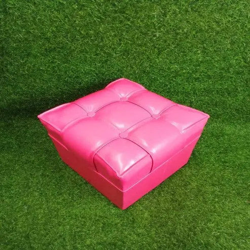 Square Shape PU Leather Rest Stool 13"13"13" -Pink