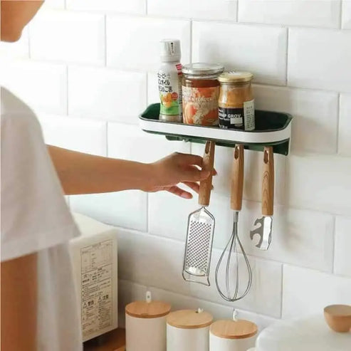 Wall Shelf Multiple Hook Storage -R