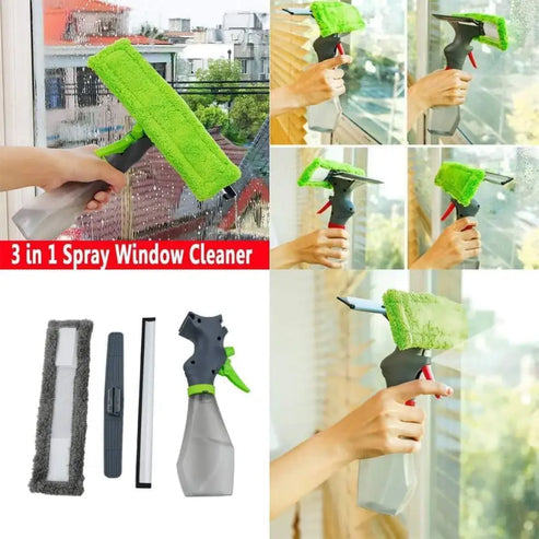 Windows Glass Cleaner With Spray Bottle Magic Wiper 3 in 1