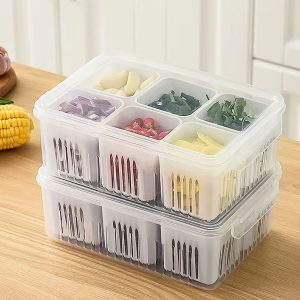 (২ পিস) 6 Grid Fridge Storage Boxes Container